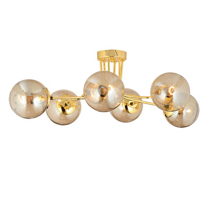Apliqa Tanyer 6lı Gold Modern Sarkıt Yatak Odası Salon Avize görseli 3