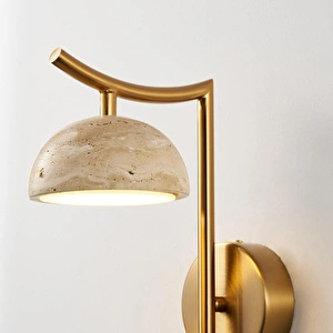 Apliqa Caelis Mermer Desenli Traverten Modern Salon Led Aplik görseli 5
