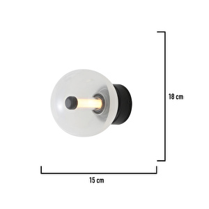 Apliqa Neval Siyah Gold 2 Watt Modern Yatak Başı, Modern Salon Aplik görseli 3