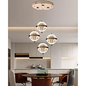 Apliqa Barkın 4'lü 24 Watt Yuvarlak Gold Ledli Modern Salon Avize