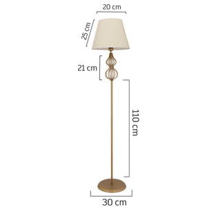Apliqa Vance Beyaz Şapkalı Eskitme Modern Tasarım Ayaklı Abajur Lamba Metal Lambader görseli 4