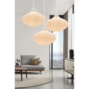 Apliqa Leonor 3'lü Beyaz Modern Pinterest Tarzı Sarkıt Avize görseli 1