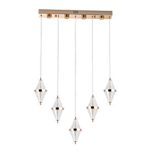 Apliqa Harold 5'li 37 Watt Sıralı Gold Ledli Modern Salon Avize görseli 2