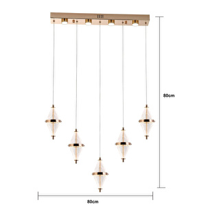 Apliqa Harold 5'li 37 Watt Sıralı Gold Ledli Modern Salon Avize görseli 4