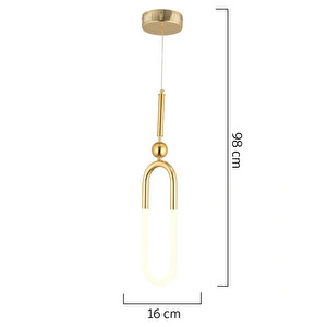 Apliqa Thisted Tekli Gold Ledli 13 Watt Modern Koridor, Yatak Odası Salon Sarkıt Led Avize görseli 5