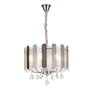 Madera 50'lik Krom Füme Camlı Kristal Taşlı Avize
