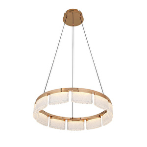 Apliqa Rosae 60'lık Gold Krisatal Yuvarlak Sarkıt Salon Led Avize görseli 4