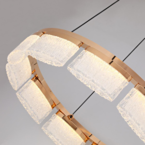 Apliqa Rosae 60'lık Gold Krisatal Yuvarlak Sarkıt Salon Led Avize görseli 5