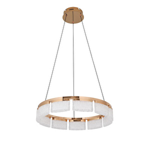 Apliqa Rosae 60'lık Gold Krisatal Yuvarlak Sarkıt Salon Led Avize görseli 3