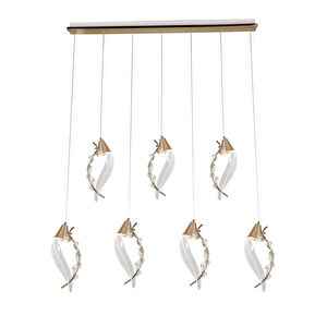 Apliqa Ardea 7'li Gold Sıralı Sarkıt Salon Led Avize görseli 3