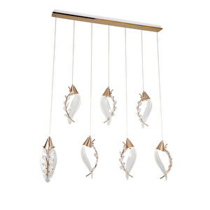 Apliqa Ardea 7'li Gold Sıralı Sarkıt Salon Led Avize görseli 2