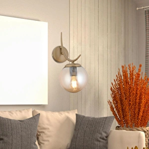 Apliqa Germaine Tekli Eskitme Bal Camlı Modern Yatak Başı, Salon Aplik görseli 1