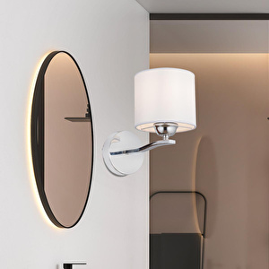 Apliqa Keria Tekli Beyaz Şapkalı Krom Duvar Lambası Yatak Odası-yatak Başı-banyo Için Modern Aplik görseli 1