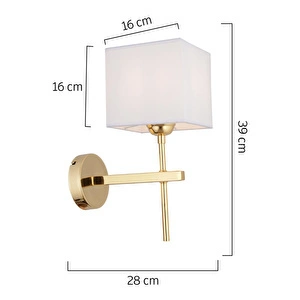 Apliqa Rory Tekli Beyaz Şapkalı Gold Duvar Lambası Yatak Odası-yatak Başı-banyo Için Modern Aplik görseli 5