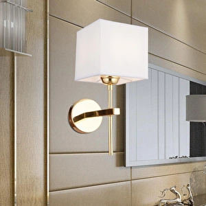 Apliqa Rory Tekli Beyaz Şapkalı Gold Duvar Lambası Yatak Odası-yatak Başı-banyo Için Modern Aplik görseli 1