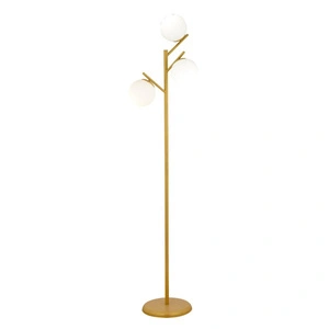Apliqa Renji 3lü Gold Boyalı Beyaz Camlı Modern Tasarım Metal Lambader görseli 2