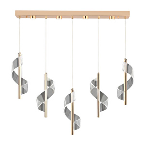 Apliqa Jadon 5'li Sıralı 3 Renkli 40 Watt Gold Kristal Ledli Modern Oturma Odası Salon Sarkıt Avize görseli 2