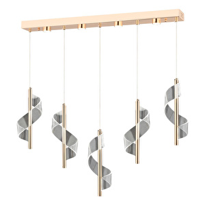 Apliqa Jadon 5'li Sıralı 3 Renkli 40 Watt Gold Kristal Ledli Modern Oturma Odası Salon Sarkıt Avize görseli 3