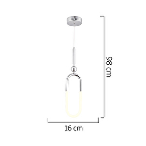 Apliqa Thisted Tekli Krom Ledli 13 Watt Modern Koridor, Yatak Odası Salon Sarkıt Led Avize görseli 5