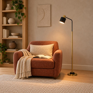 Gerodi Siyah Retro Başlıklı Modern Dekoratif Köşe Lambader