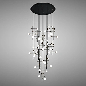Apliqa Addo Siyah 13'lü 52 Watt Yuvarlak Modern Sarkıt Koridor, Salon Sarkıt Led Avize görseli 2