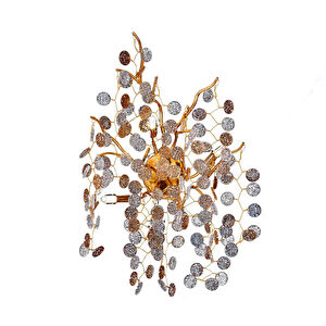 Apliqa Masal Gold Kristal Taşlı Modern, Oturma Odası,duvar Lambası Salon Aplik