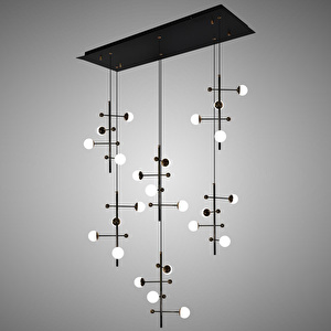 Apliqa Addo Siyah 6'lı Sıralı 24 Watt Modern Sarkıt Koridor, Yemek Masası Üstü, Salon Sarkıt Led Avize görseli 2
