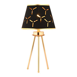 Apliqa Epona Siyah Desenli Şapkalı Gold Modern Dekoratif Salon Abajur görseli 2