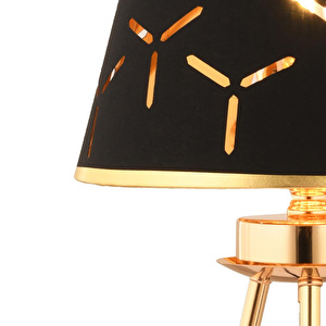 Apliqa Epona Siyah Desenli Şapkalı Gold Modern Dekoratif Salon Abajur görseli 4