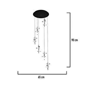 Apliqa Addo Siyah 6'lı 24 Watt Modern Sarkıt Koridor, Salon Sarkıt Led Avize görseli 3