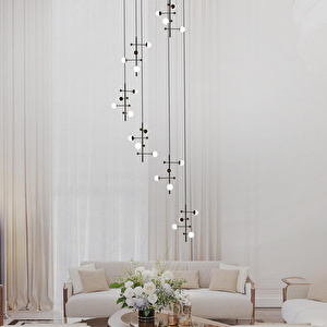 Apliqa Addo Siyah 6'lı 24 Watt Modern Sarkıt Koridor, Salon Sarkıt Led Avize görseli 1