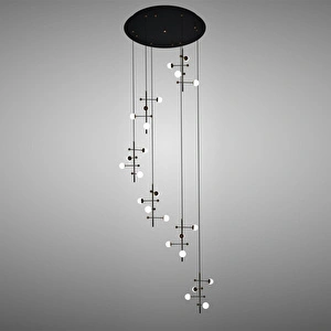 Apliqa Addo Siyah 6'lı 24 Watt Modern Sarkıt Koridor, Salon Sarkıt Led Avize görseli 2