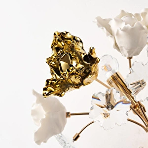 Apliqa Faxon 2'li Gold Çiçek Desenli Modern Yatak Başı Salon Aplik görseli 5