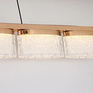 Apliqa Rosae Gold Krisatal Sıralı Sarkıt Salon Led Avize görseli 5