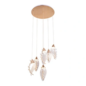 Apliqa Ardea 6'lı Gold Yuvarlak Sarkıt Salon Led Avize görseli 4