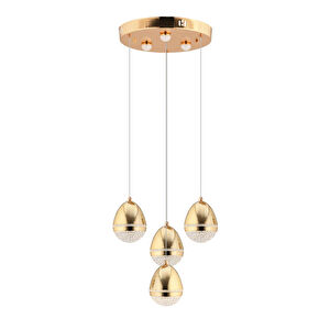 Apliqa Amaya 4'lü Yuvarlak Gold Damla Başlıklı Modern Salon Led Avize görseli 2