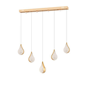Apliqa Biana 5'li Sıralı Gold Damla Başlıklı Modern Salon Led Avize görseli 2