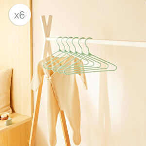 Ocean Home Textile 6'lı Mint Renk Kumaş Kaplı Metal Bebek Giysi Askısı19.5 X 30 X 0.3 Cm