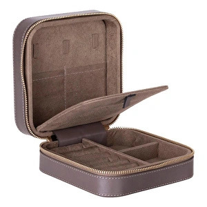 Bloominbag Amanda Mushroom Taupe Grande – Gerçek Deri Takı & Mücevher Kutusu