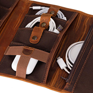 Bloominbag Torino Tech Roll Soft Moccasin Tan Hakiki Deri Kablo & Şarj Düzenleyici görseli 4