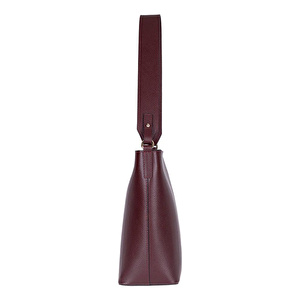 Bloominbag Milano Zip Tote – Oxblood Burgundy Hakiki Deri Askılı Kadın Omuz Çantası görseli 3
