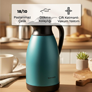 Bernardo Grandio Çelik Termos Turkuaz 2 Litre görseli 4