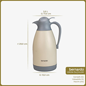 Bernardo Grandio Çelik Termos Krem 2 Litre