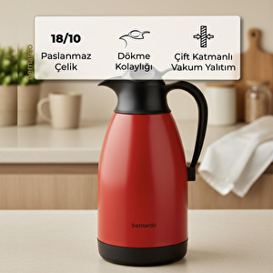Bernardo Grandio Çelik Termos Kırmızı 2 Litre görseli 5