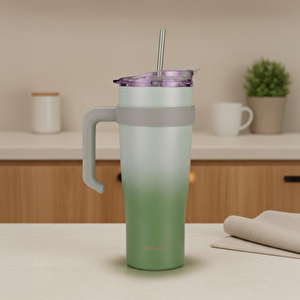 Bernardo Alto Pipetli Termos Bardak Yeşil 1000ml