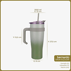 Bernardo Alto Pipetli Termos Bardak Yeşil 1000ml
