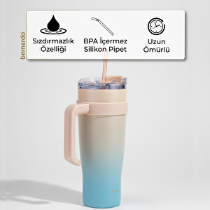 Bernardo Alto Pipetli Termos Bardak Turkuaz 1000ml görseli 4