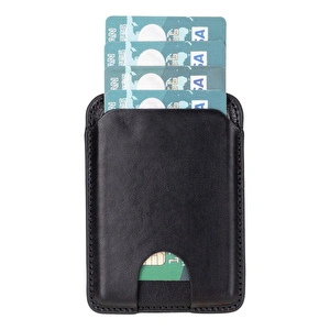 Bloominbag Linea Onyx Black Phone Card Holder Deri Telefon Kartlık görseli 2