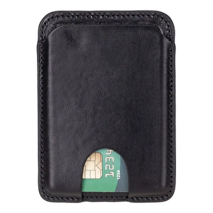 Bloominbag Linea Onyx Black Phone Card Holder Deri Telefon Kartlık görseli 3