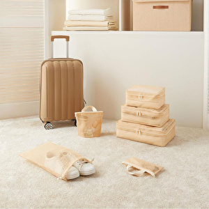 Ocean Home Textile 6'lı Bej Renk File Bavul İçi Düzenleyici Set